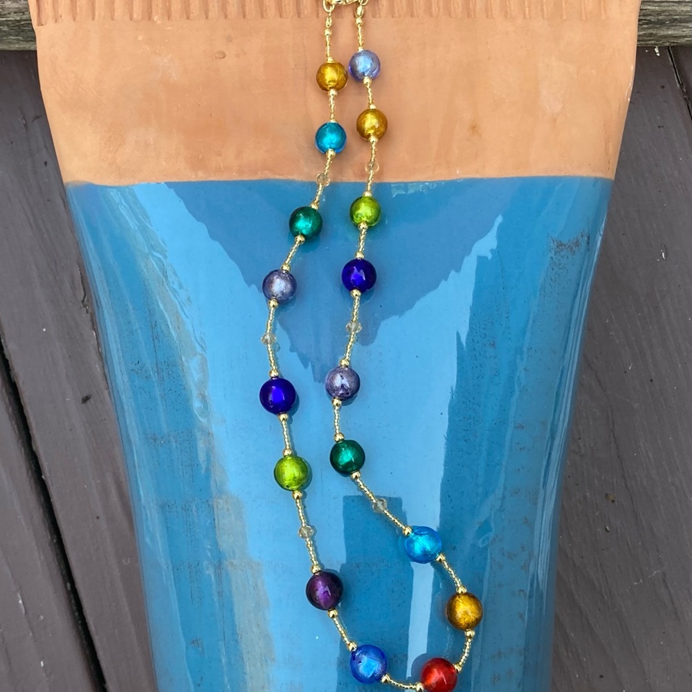 Murano Glass Beaded Necklace, Murano Italy